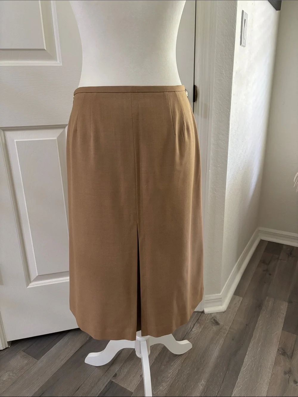 Classic Camel A-Line Midi Skirt